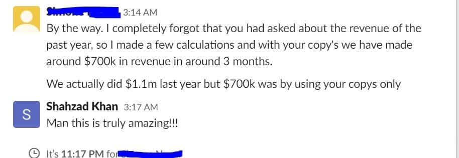 Copywriting result 1